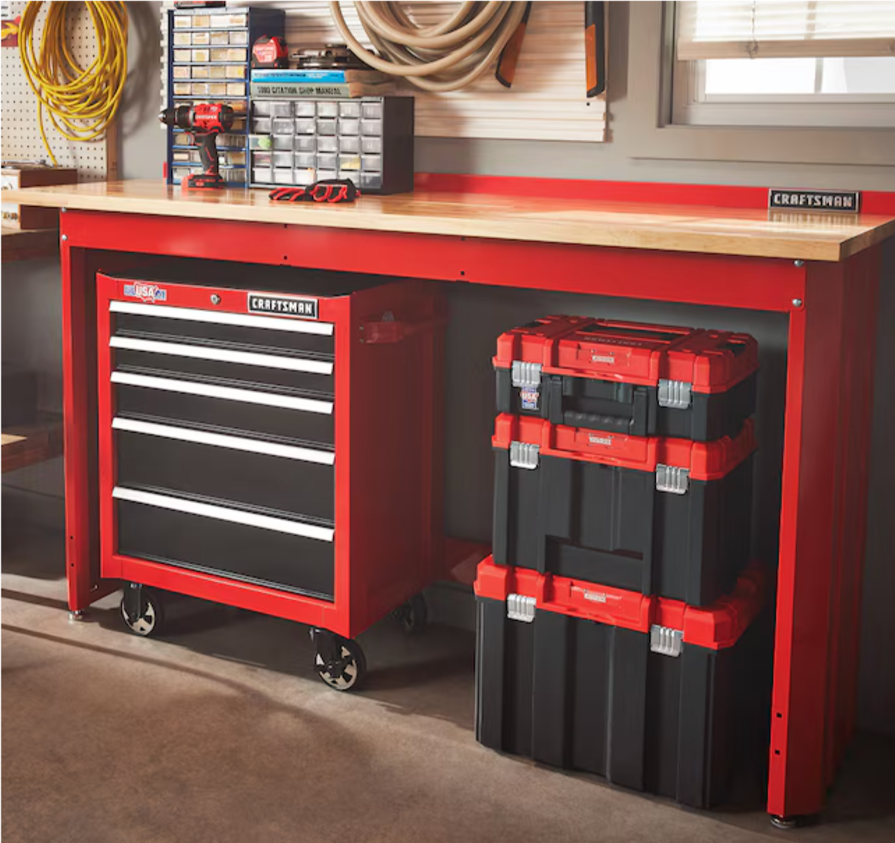 CRAFTSMAN 24-in L x 41.25-in H Red Wood Work Bench