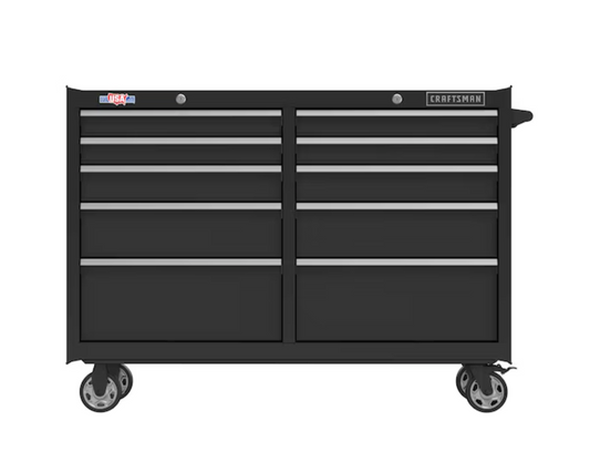 CRAFTSMAN 2000 Series 52-in W x 37.5-in H 10-Drawer Steel Rolling Tool Cabinet (Black)