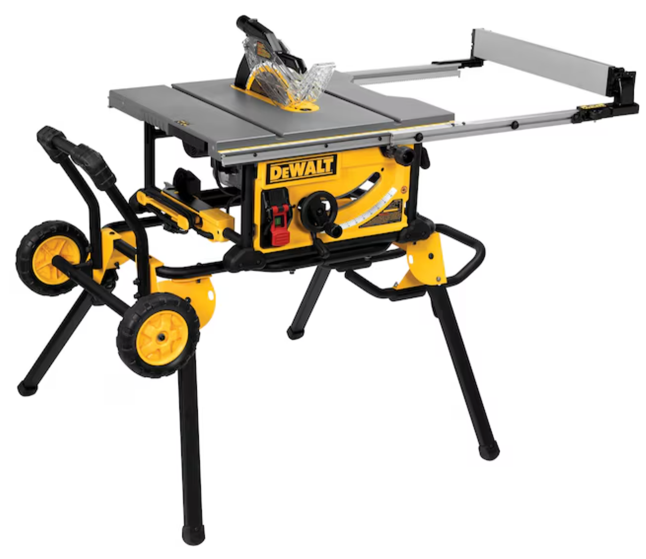Corded Portable DEWALT 10-in 15-Amp  Jobsite Table Saw with Foldable Rolling Stand